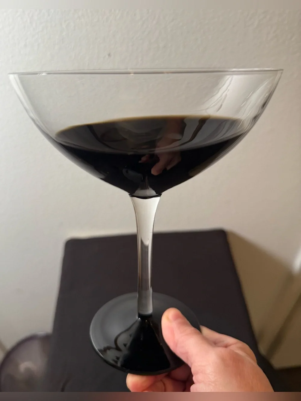 Pier 1 Elemental Black To Clear 7” Martini Cocktail Glass. 12oz